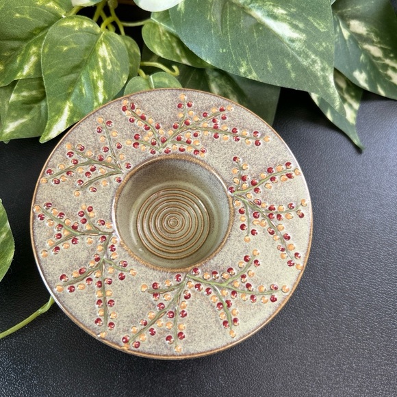 Yankee Candle Stoneberry Tea Light Holder Dish Stoneware Berry Design‎ - Picture 3 of 11